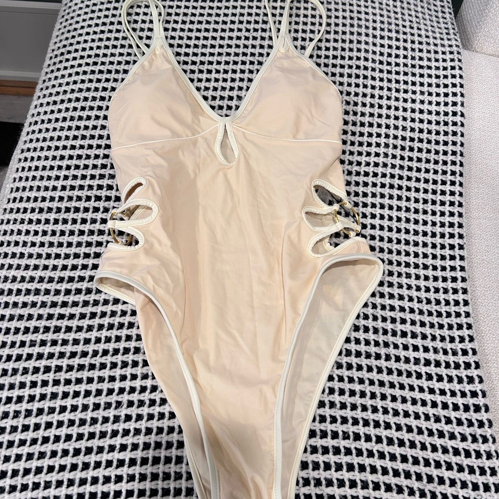 Fashion Nova Cream One Piece Swimsuit